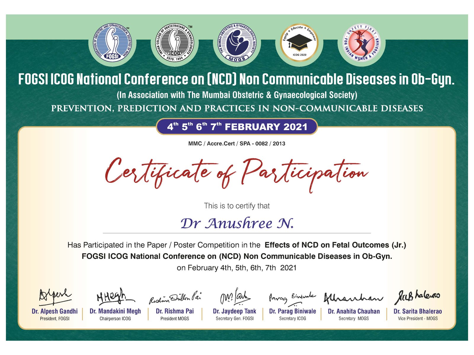 FOGSI ICOG Certificate